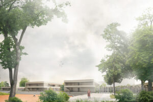 Pausenhof Außenansicht - Neubau Grundschule & 2-Fach Sporthalle Öhringen