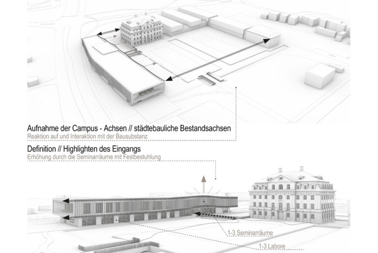 Gebäude Kubaturen Konzeptaußenansicht - Neubau Duale Hochschule Gera – Lehr- und Forschungsgebäude