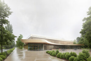 Haupteingang Außenansicht - Neubau 3-Fach Sporthalle Ladenburg