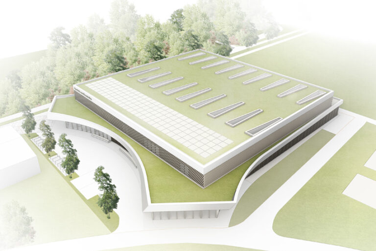 Gebäudekubatur Außenansicht - Neubau 3-Fach Sporthalle Ladenburg