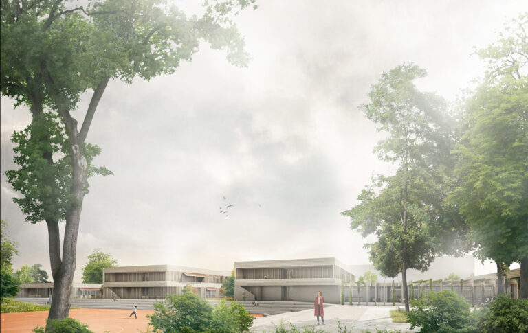 Gebäudekubatur Außenansicht - Neubau Grundschule & 2-Fach Sporthalle Öhringen