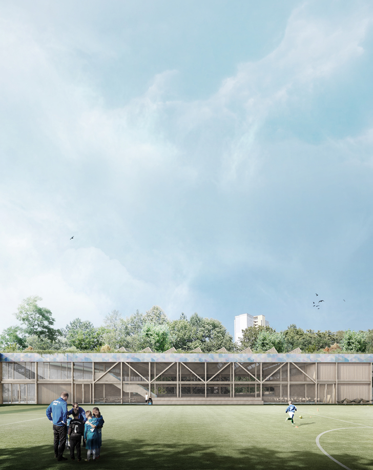 Hauptfassde Kaltlufthalle Außenansicht - Neubau TVC Bad Cannstatt Stuttgart