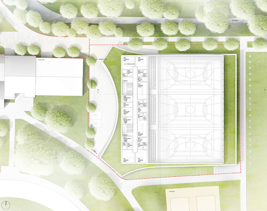 Grundriss Obergeschoss - Neubau 3-Fach Sporthalle Ladenburg