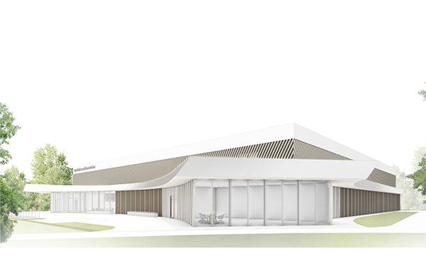 Eingang Römerstadion – Konzeptpiktogramm - Neubau 3-Fach Sporthalle Ladenburg