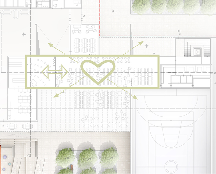 Grundrisskonzept für den Eingangsbereich - Neubau Grundschule & 2-Fach Sporthalle Öhringen