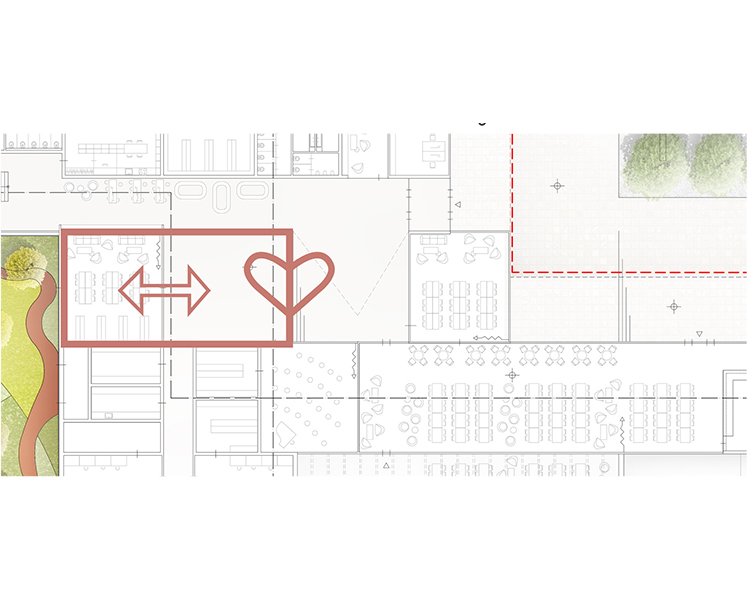 Grundrisskonzept für die Bibliothek und Aula - Neubau Grundschule & 2-Fach Sporthalle Öhringen