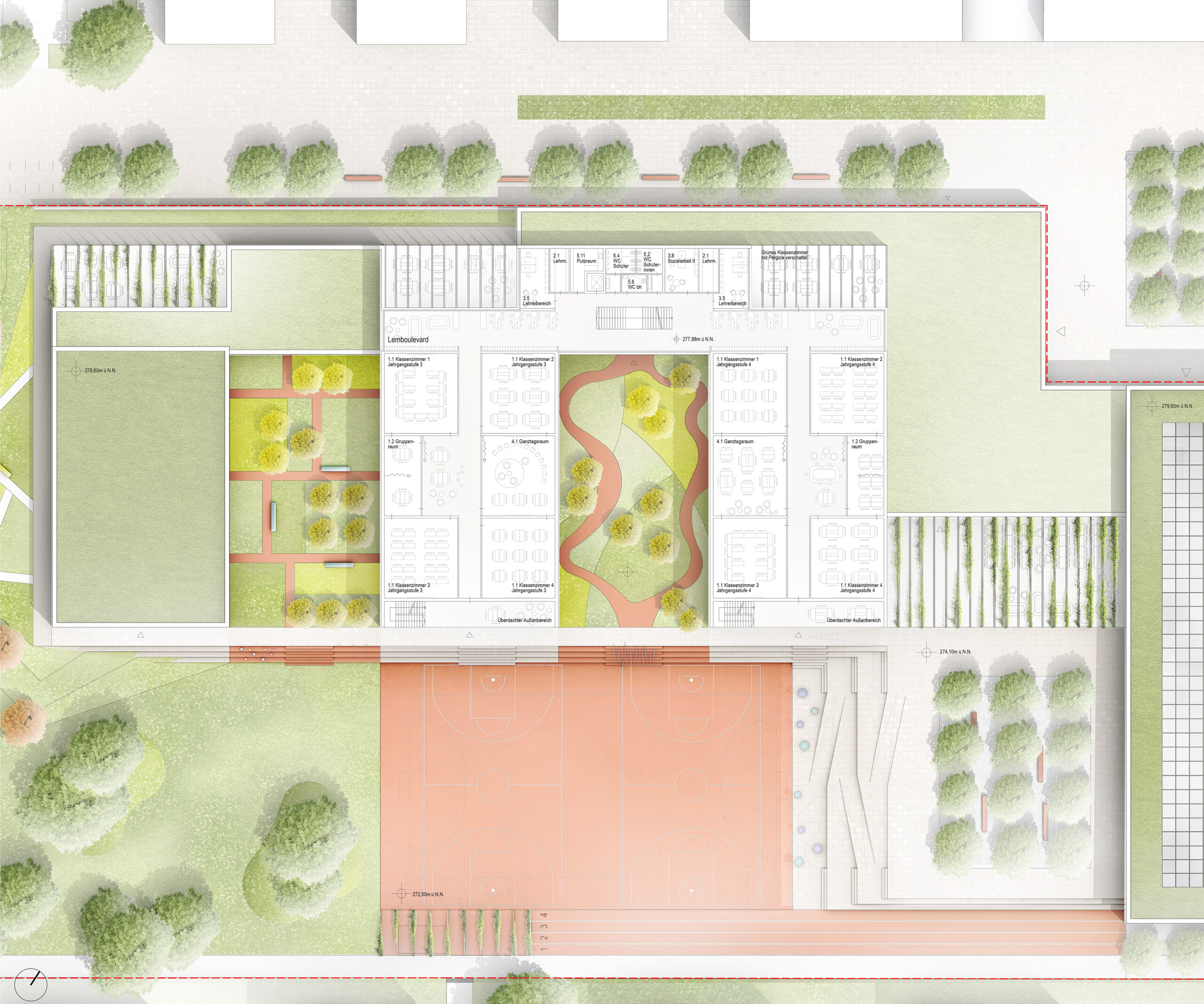 Grundriss Obergeschoss - Neubau Grundschule & 2-Fach Sporthalle Öhringen