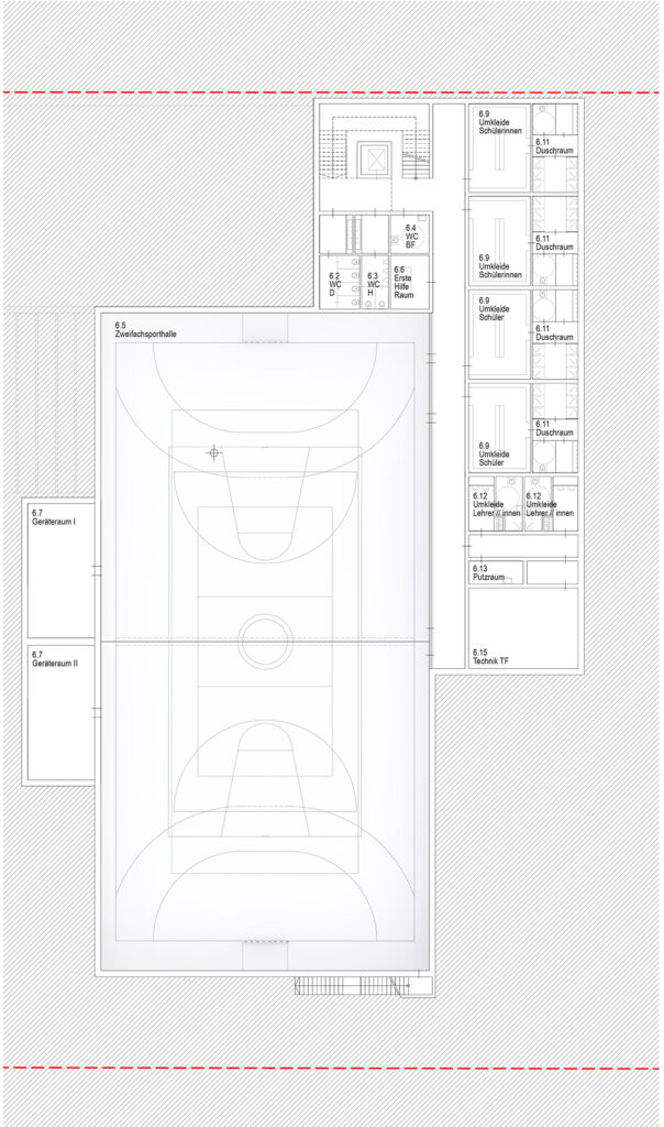 Grundriss Sporthalle Untergeschoss - Neubau Grundschule & 2-Fach Sporthalle Öhringen