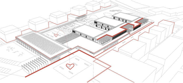 Konzeptdiagramm Städtebau - Neubau Grundschule & 2-Fach Sporthalle Öhringen