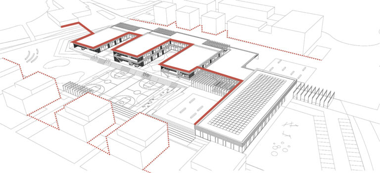 Konzeptdiagramm Schulhof - Neubau Grundschule & 2-Fach Sporthalle Öhringen