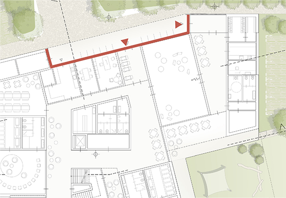 Konzeptgrundriss der Erschließung - Neubau Kindertagesstätte und Familientreff Denkendorf
