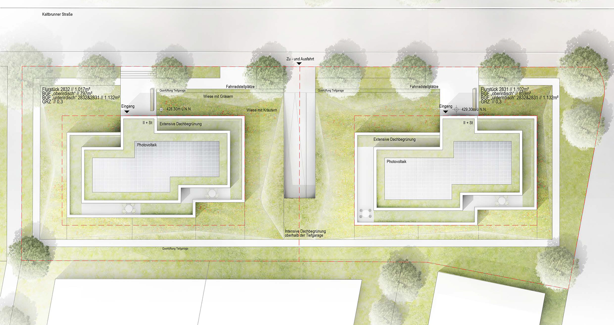 Draufsicht - Neubau Mehrfamilienhäuser Markelfingen