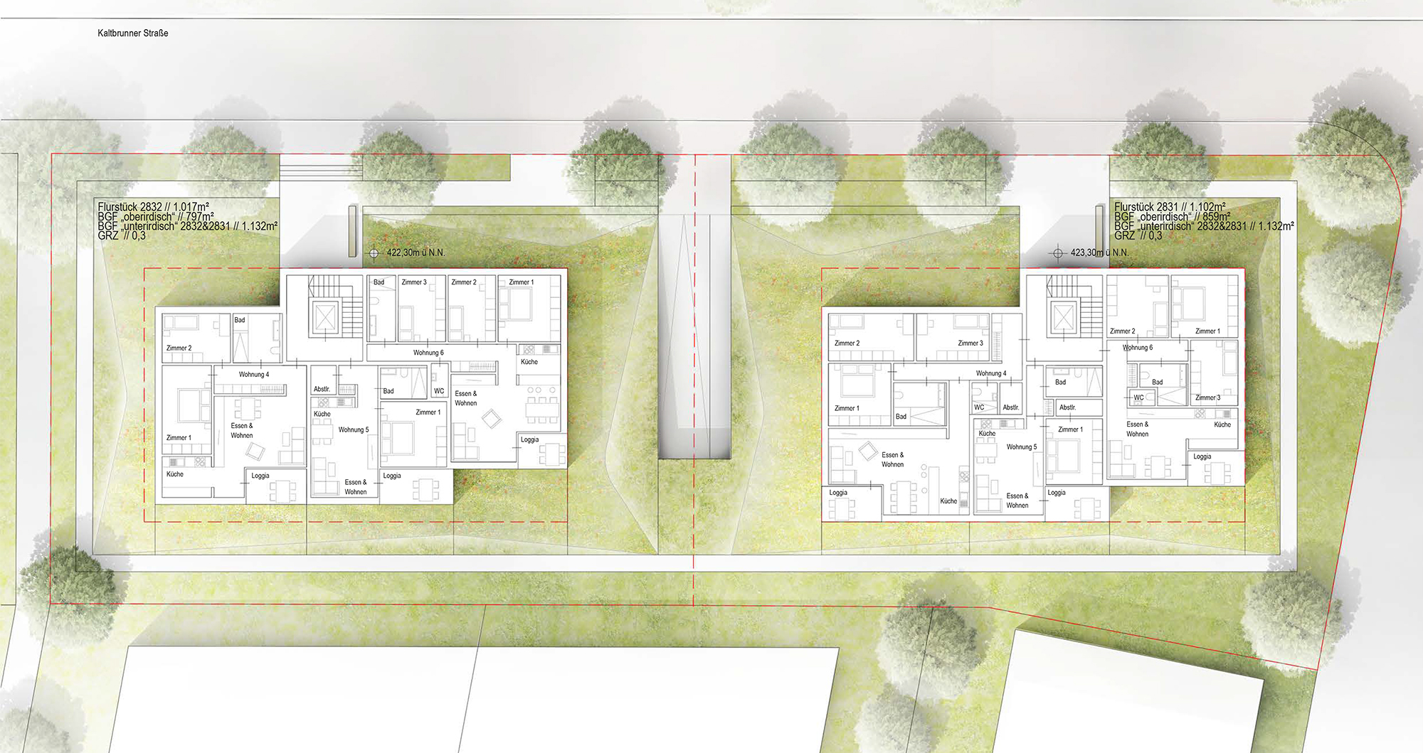 Grundriss Regelgeschoss - Neubau Mehrfamilienhäuser Markelfingen