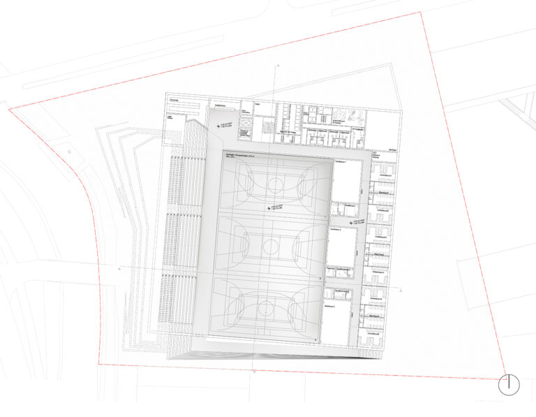 Grundriss Untergeschoss - Neubau Mehrzweckhalle Erding