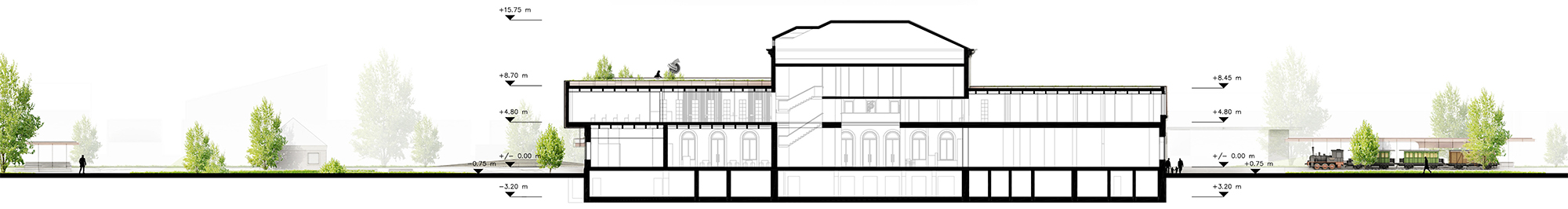 Längsschnitt - Bauen im Bestand – Kulturhof Wiesau
